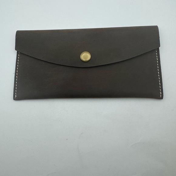High Quality Brown Leather Multi-function Envelope Wallet Clutch  & Card New - Picture 13 of 13